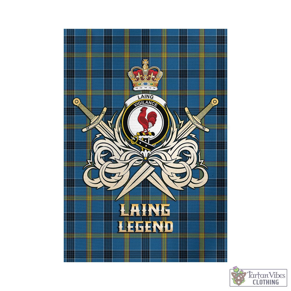 laing-tartan-flag-with-clan-crest-and-the-golden-sword-of-courageous-legacy