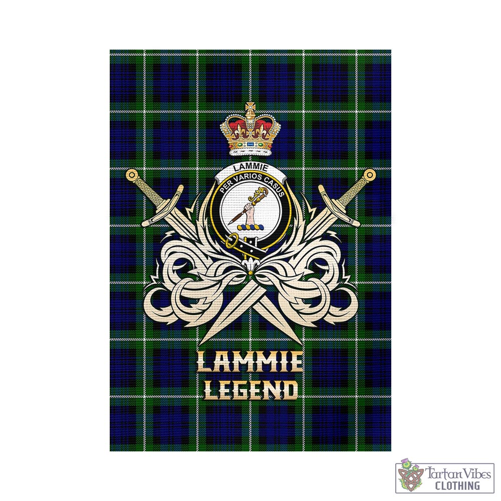 lammie-tartan-flag-with-clan-crest-and-the-golden-sword-of-courageous-legacy