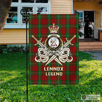 Lennox Tartan Flag with Clan Crest and the Golden Sword of Courageous Legacy
