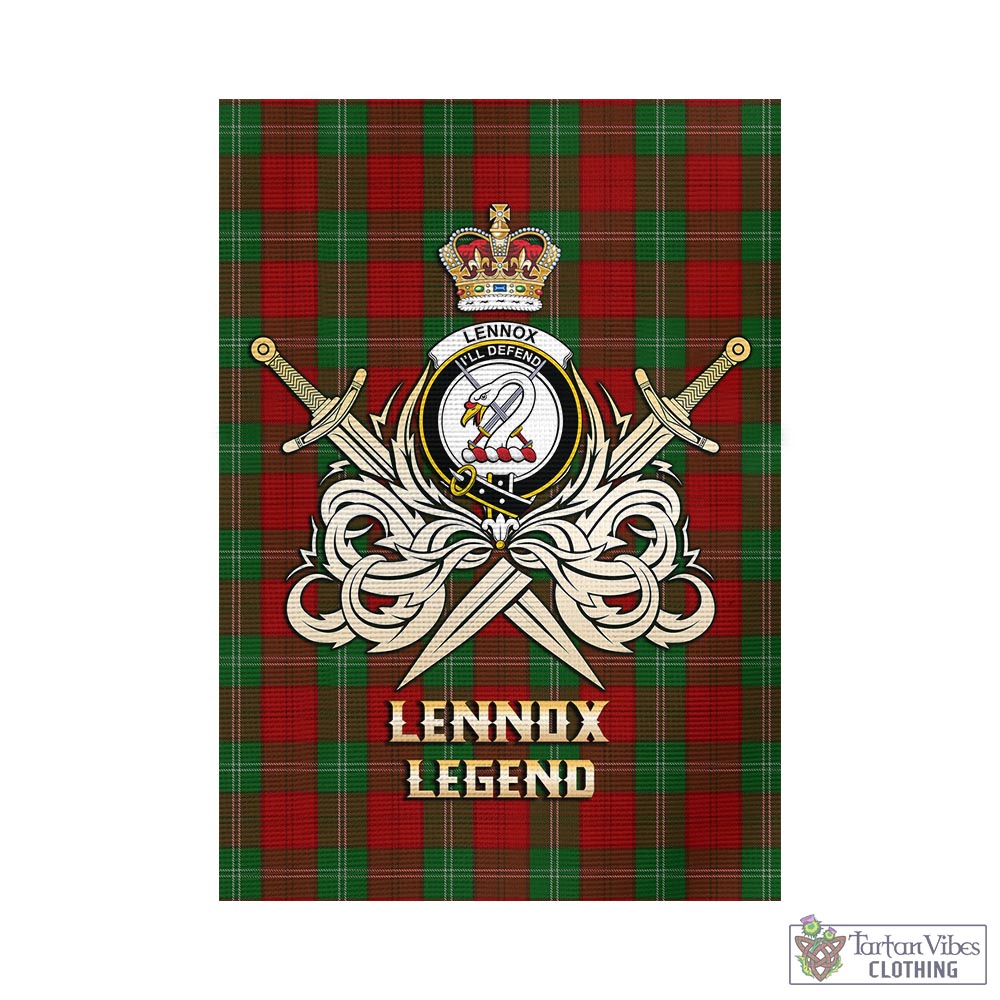 lennox-tartan-flag-with-clan-crest-and-the-golden-sword-of-courageous-legacy