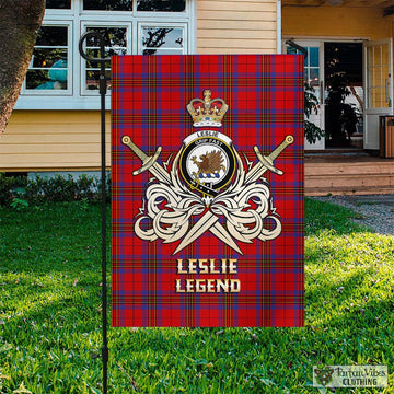 Leslie Modern Tartan Flag with Clan Crest and the Golden Sword of Courageous Legacy