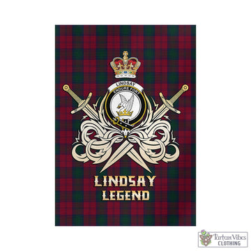 Lindsay Tartan Garden Flag with Clan Crest and the Golden Sword of Courageous Legacy - Tartan Vibes Clothing