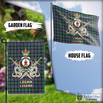 Logan Ancient Tartan Flag with Clan Crest and the Golden Sword of Courageous Legacy