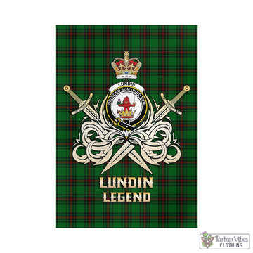 lundin-tartan-flag-with-clan-crest-and-the-golden-sword-of-courageous-legacy