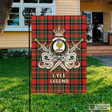 Lyle Tartan Flag with Clan Crest and the Golden Sword of Courageous Legacy