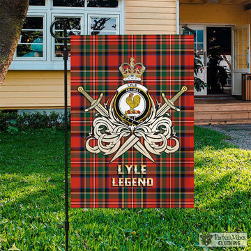 Lyle Tartan Garden Flag with Clan Crest and the Golden Sword of Courageous Legacy Garden Flag - Tartan Vibes Clothing