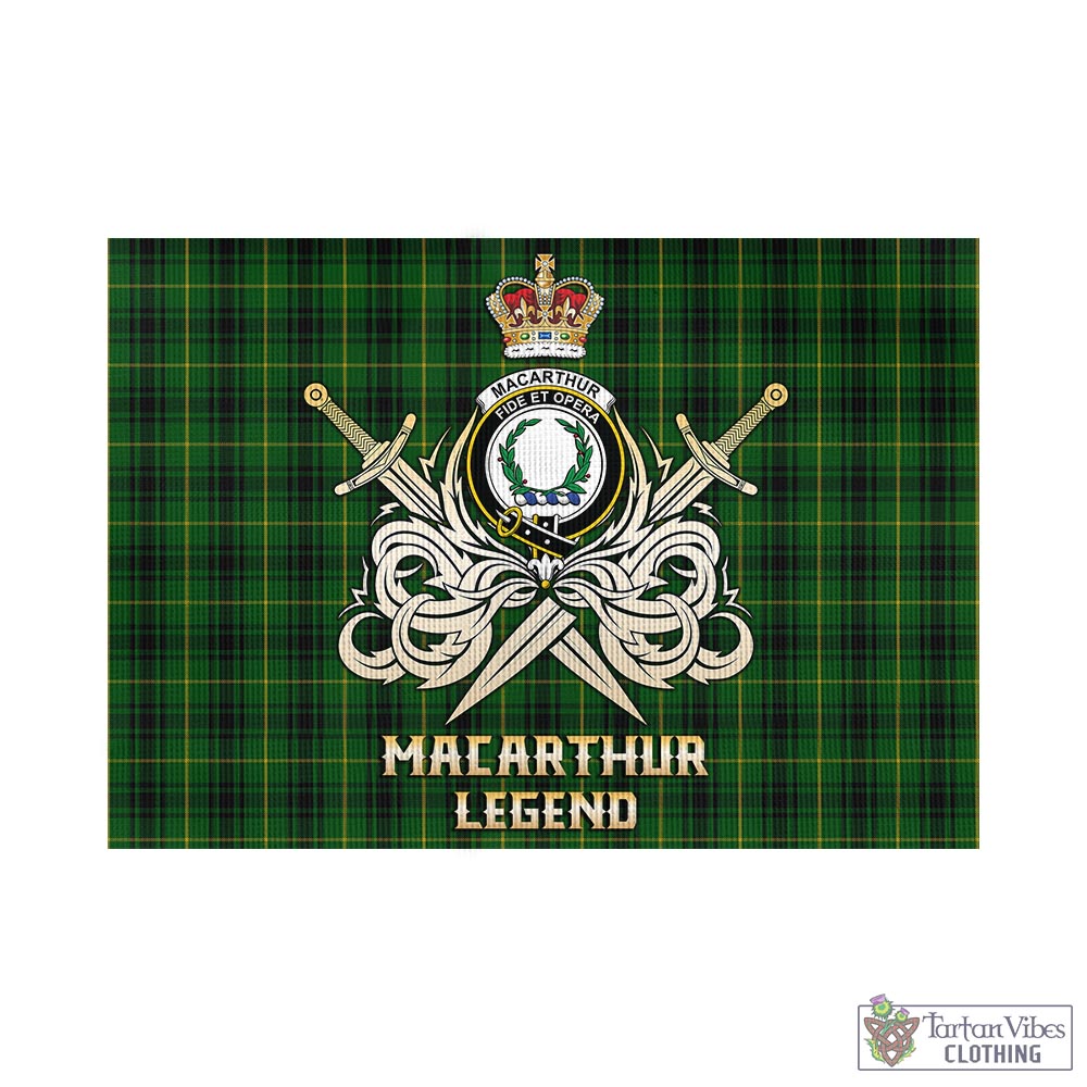 macarthur-tartan-flag-with-clan-crest-and-the-golden-sword-of-courageous-legacy