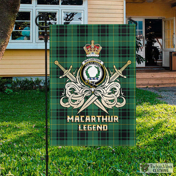 MacArthur Ancient Tartan Flag with Clan Crest and the Golden Sword of Courageous Legacy